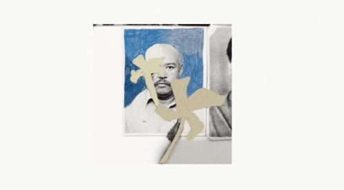 Colagem com retratos e papéis antigos